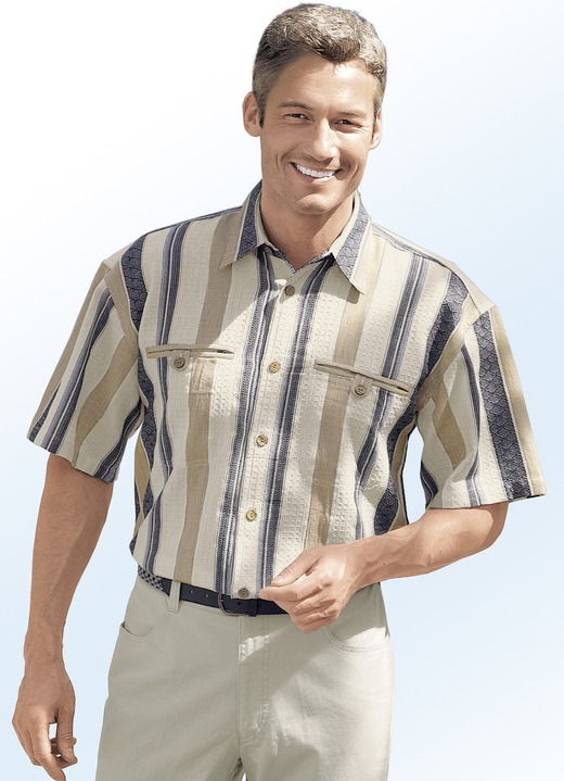 Fritidsskjortor - Skjorta med passpoalfickor på bröstet, i storlek 3XL (47/48) till XXL (45/46), i färg ECRU-TAUPE-ANTRACIT