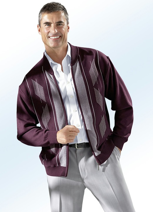 Tröjor & stickat mode - Jacka med sidofickor, i storlek 046 till 062, i färg BORDEAUX Utsikt 1