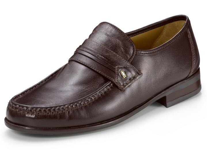 Loafers & snörskor - Chevreau loafers i mockasin i läder, i storlek 039 till 046, i färg BORDEAUX