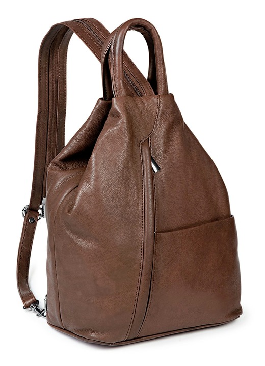 Väskor för kvinnor - Laurina ryggsäck gjord av kalvskinn, i färg MARONE Utsikt 1