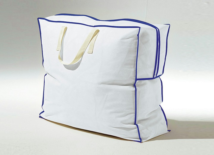Resväskor - Förvaringspåse, 2-pack, för täcken och kuddar, i färg VIT BLÅ Utsikt 1