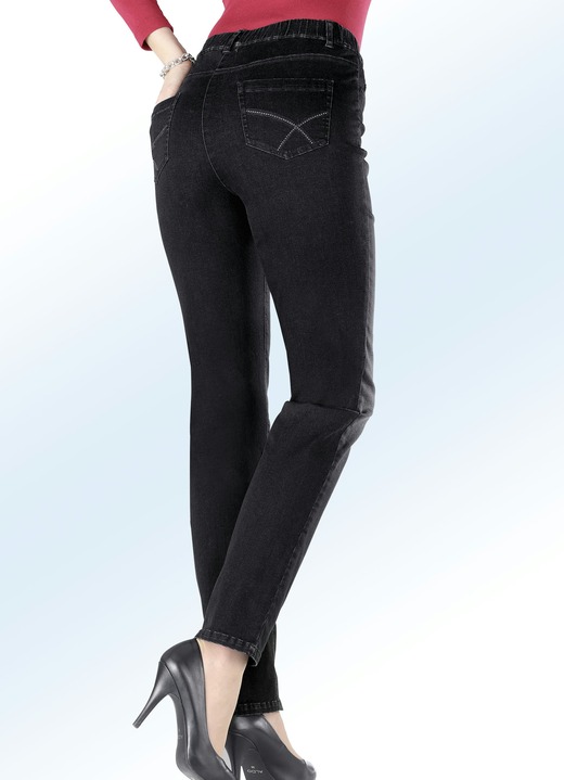Jeans - Superbekväma jeans i 5-ficksmodell, i storlek 018 till 054, i färg SVART Utsikt 1