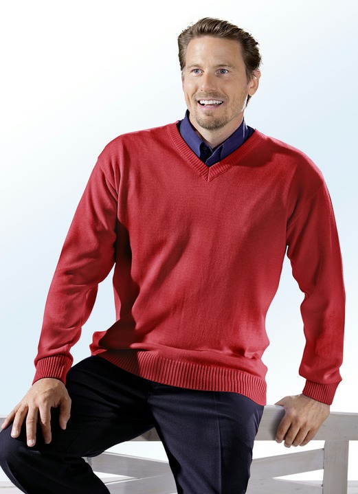 Tröjor & stickat mode - Snygg v-ringad tröja i 4 färger, i storlek 044 till 062, i färg RÖD Utsikt 1