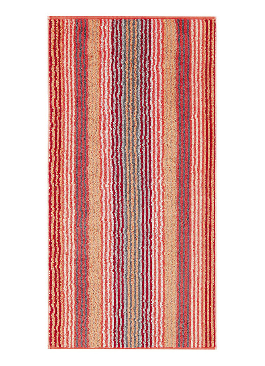 Handdukar - Frottésetet ”ränder” från Cawö, i storlek 200 (1 handduk, 50/100 cm) till 204 (1 duschhandduk, 70/140 cm), i färg KORALL Utsikt 1