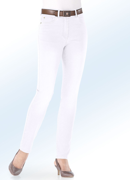Byxor med knapp & dragkedja - Basic-jeans, i storlek 017 till 052, i färg VIT Utsikt 1