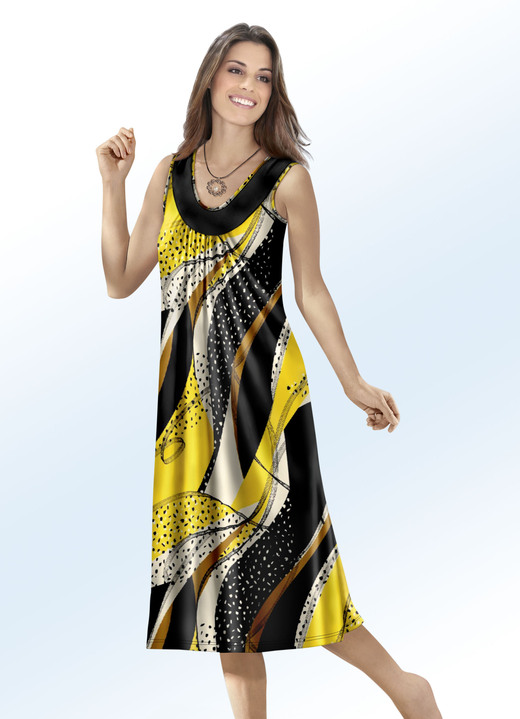 Strandklänningar - Klaus Modelle klänning med bläckstråletryck, i storlek 040 till 060, i färg SVART-FÄRGAD