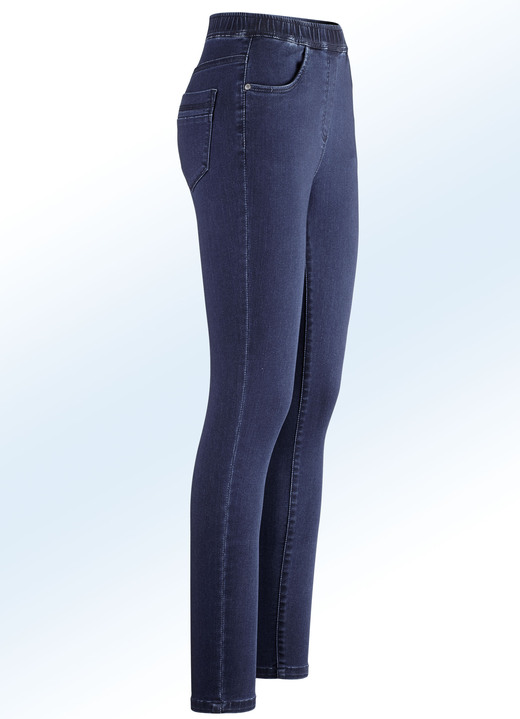 Byxor med resårlinning - Supermjuka jeans i jeggingmodell, i storlek 017 till 050, i färg MÖRKBLÅ Utsikt 1