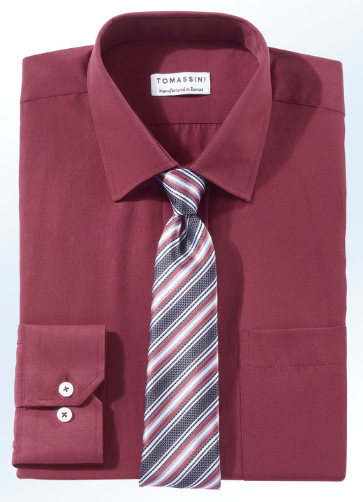 Businesskjortor - Skjorta med bröstficka i 5 färger och 2 ärmlängder, i storlek 038 till 048, i färg BORDEAUX Utsikt 1