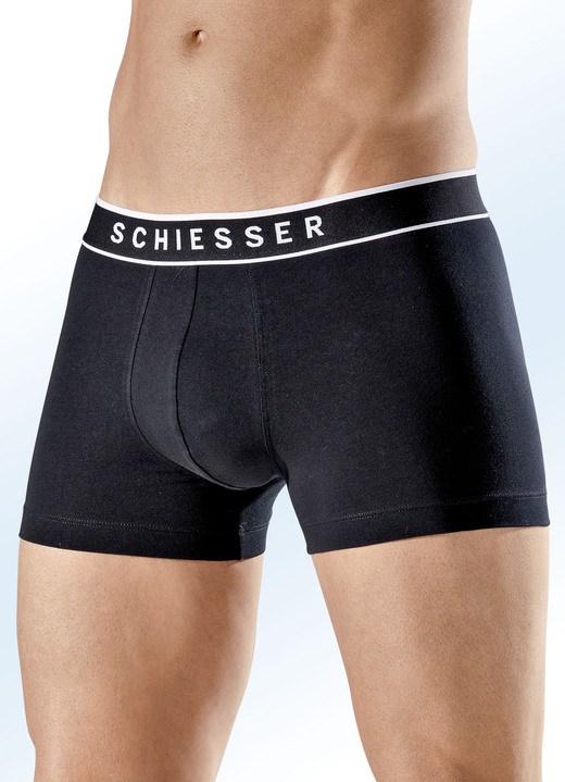 Underkläder för män - Schiesser Trepack byxor med elastisk linning, i storlek 004 till 010, i färg 3X SCHWARZ Utsikt 1