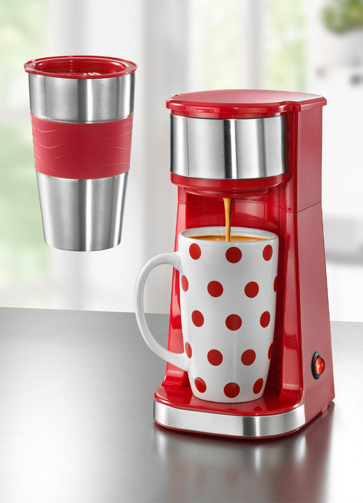 Elektriska köksapparater - Kaffemaskin för vanliga kaffepods  och löst kaffe, i färg RÖD Utsikt 1