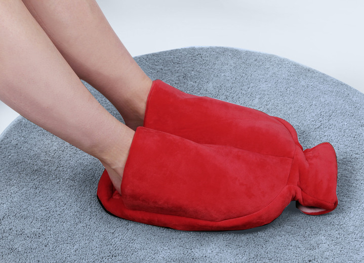 Välbefinnande - Vital Comfort värmeflaska för fötterna med mjukt fleeceöverdrag, i färg RÖD Utsikt 1