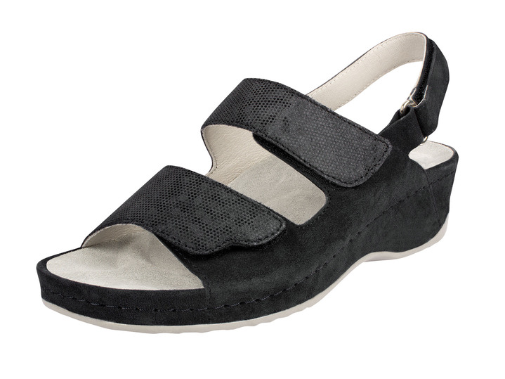 Sandaletter & slip in-skor - Sandal med kardborreband i mockaläder, i storlek 036 till 042, i färg SVART Utsikt 1