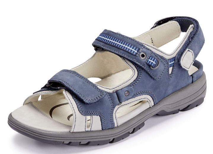 Damskor - Waldläufer-sandal med justerbar kardborreknäppning, i storlek 4 1/2 till 9, i färg JEANS-LJUSGRÅ Utsikt 1