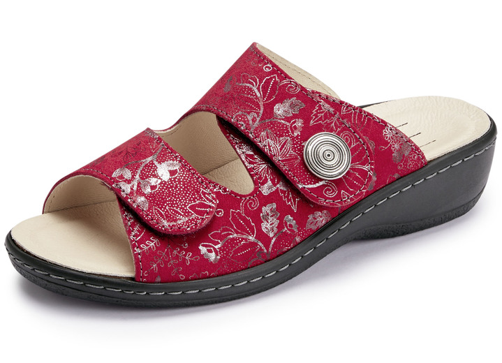 Sandaletter & slip in-skor - ELENA EDEN mulor med ett delikat metalliskt skimmer, i storlek 036 till 043, i färg RÖD Utsikt 1