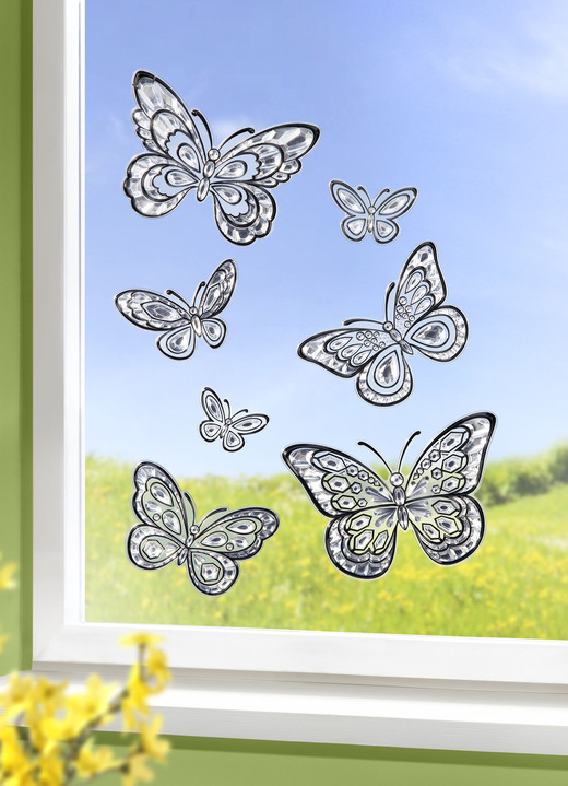 Fönsterbilder - 3D-fönsterdekoration fjärilar, i färg SVART-TRANSPARENT