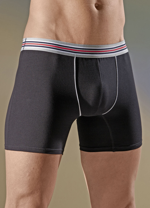 Underkläder för män - Fyrpack byxor med elastisk linning, i storlek 005 till 011, i färg 2X SVART, 2X MARIN