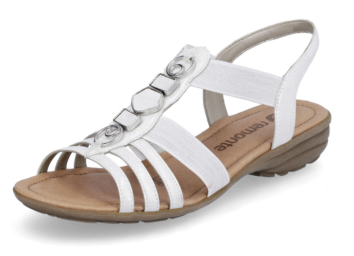 Damskor - Remonte sandaler med remmar med metallsmycken, i storlek 036 till 042, i färg PÄRLVIT Utsikt 1