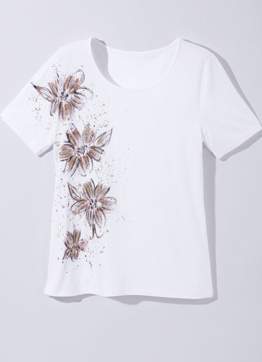 Toppar - Skjorta med handmålad glitterprydnad, i storlek 036 till 052, i färg VIT Utsikt 1