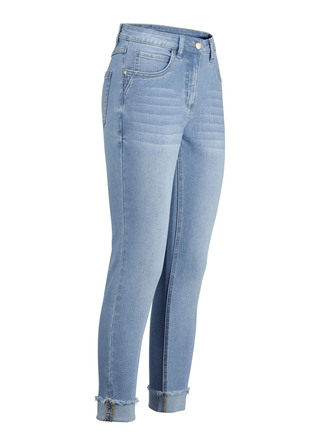 Jeans med gnistrande strasskanter