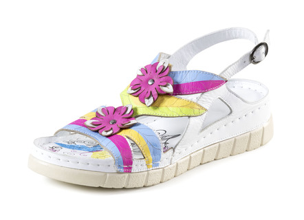 Gemini sandal med dekorativa läderblommor