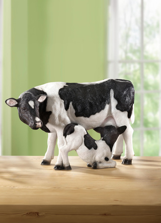 Handmålad ko med kalv