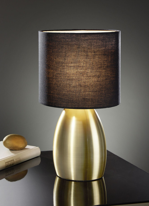 Lampor & armaturer - Modern bordslampa med metallfot, i färg SVART GULD