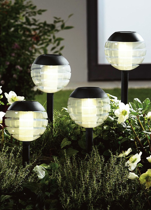 Trädgårdsbelysning - Solcellslampa med Softone-LED, i 4-pack, i färg SVART Utsikt 1