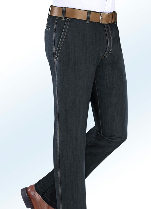 Jeans - Termojeans med resår i midjan i 5 färger, i storlek 024 till 064, i färg MÖRKBLÅ Utsikt 1