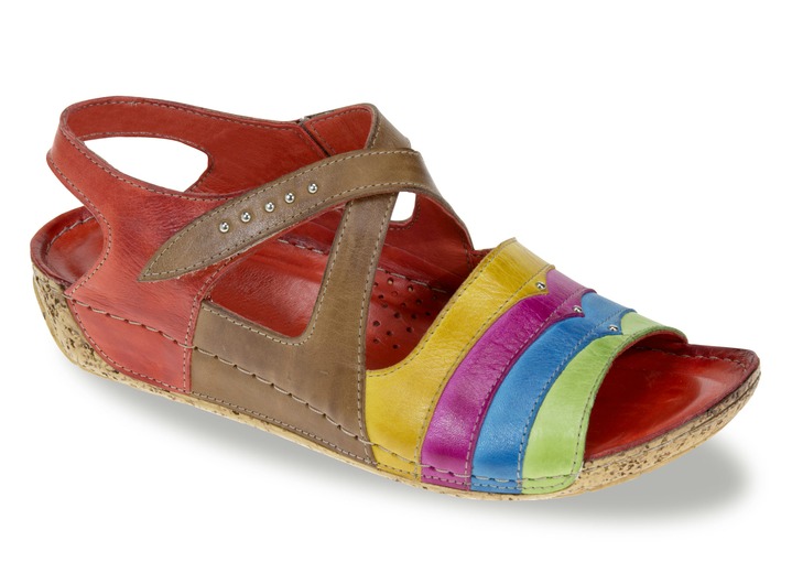 Sandaletter & slip in-skor - Gemini sandaler med ett intressant utseende, i storlek 036 till 044, i färg RÖD FLERFÄRG Utsikt 1