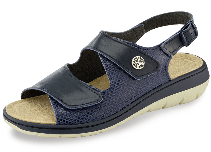Sandaletter & slip in-skor - Chevreau lädersandaler, i storlek 036 till 042, i färg MARIN