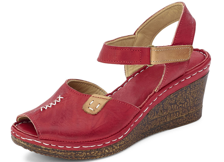 Sandaletter & slip in-skor - Gemini sandal gjord av skuggigt kohudsnappaläder, i storlek 036 till 041, i färg RÖD KONJAK Utsikt 1