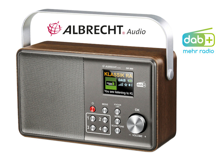- Albrecht DR860 användarvänlig DAB+ radio, i färg BRUN Utsikt 1