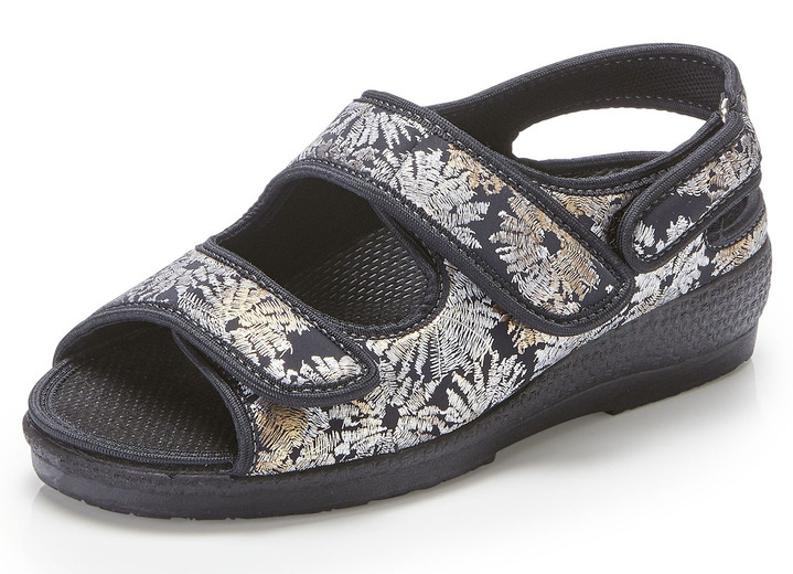 Sandaletter & slip in-skor - Sandal av glänsande textilmaterial, i storlek 037 till 038, i färg SVART Utsikt 1