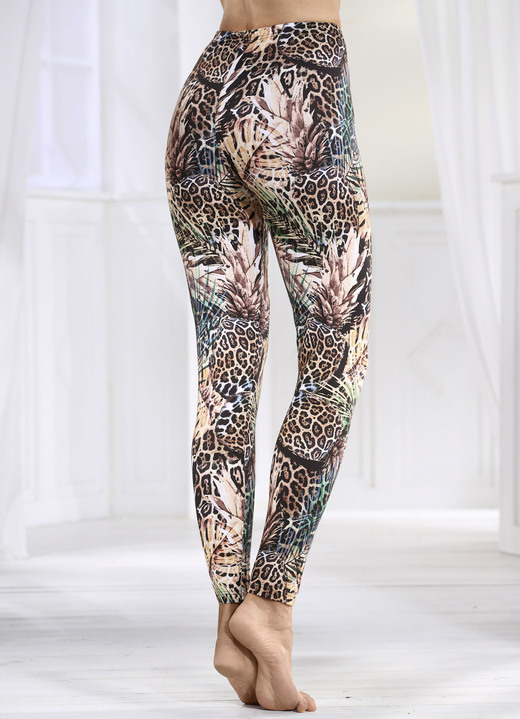 Leggings - Laurina leggings med djungeldesign, i storlek M till XXL, i färg BRUNT-SVART-FÄRGERIGT Utsikt 1