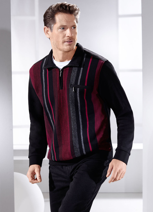 Sweatshirts - Troyer med bröstficka, i storlek 046 till 064, i färg SVART-BORDEAUX-ANTRACIT