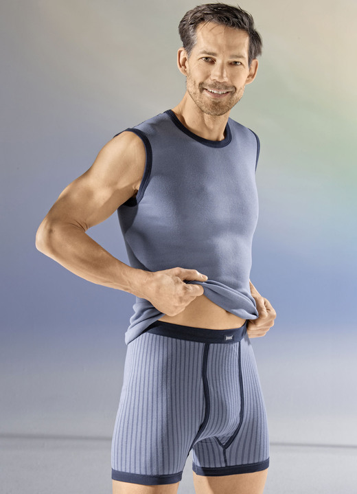 Underklädesset & tröjor - Trepack muskelskjortor med kontrastkant, i storlek 005 till 011, i färg 2X INDIGO-NAVY, 1X NAVY-INDIGO Utsikt 1
