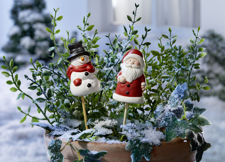 - Trädgårdsstake Snowman + Santa Clause, i färg RÖD VIT
